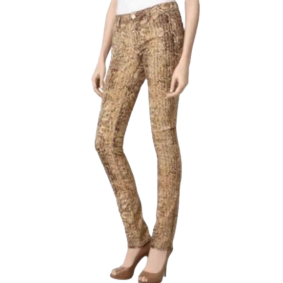 TORY BURCH SUPER SKINNY BROWN SNAKE PRINT JEANS SIZE 29 - Picture 1 of 16